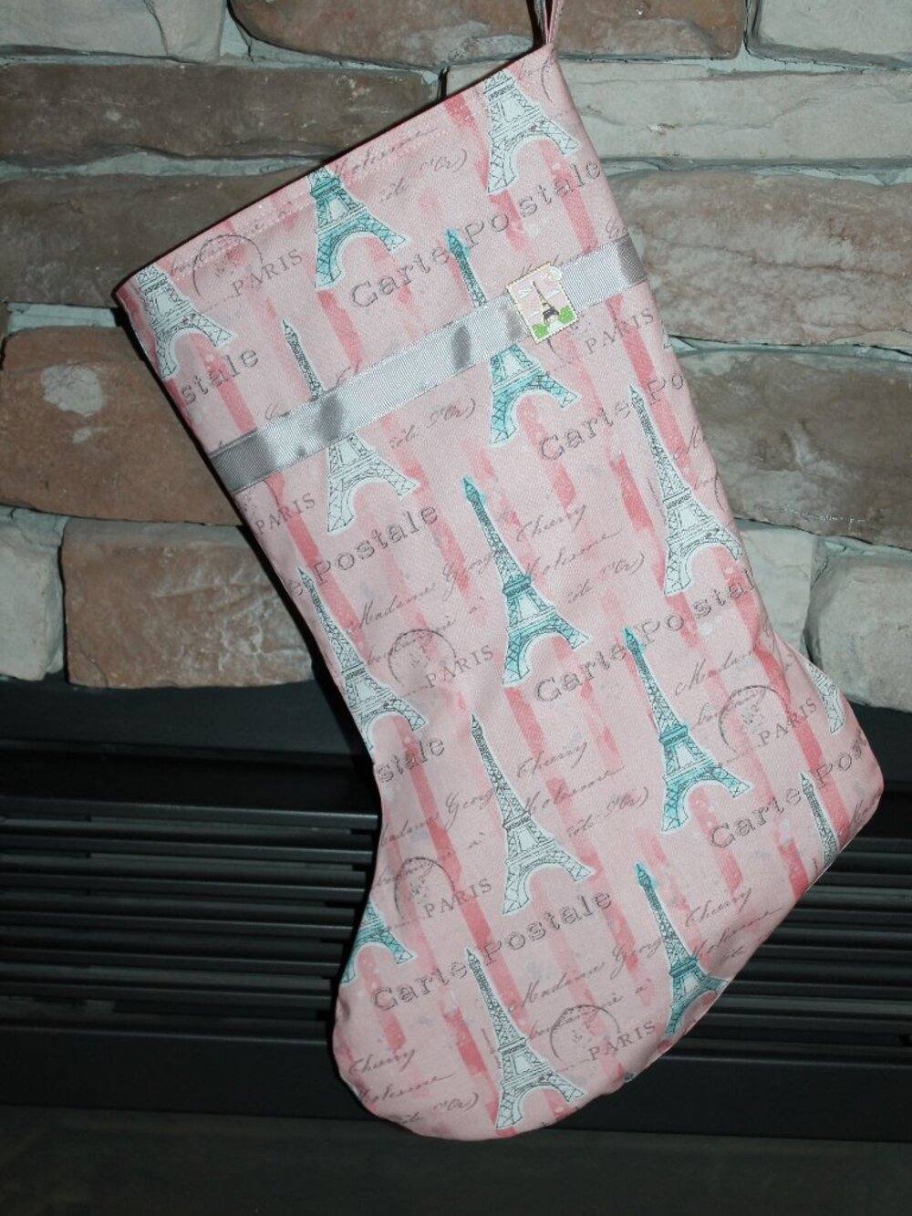 Handmade Paris-Themed Christmas Stocking